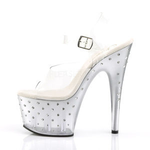 Dazzling Clear Rhinestone Platform High Heels Sandals